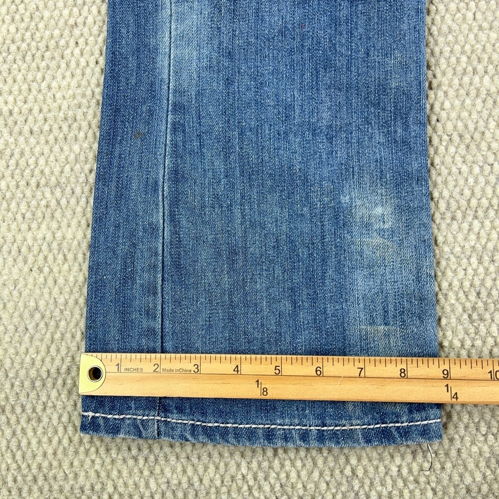 CJ Black Jeans Men 30x32 Relaxed Straight Flap Pockets Embroidered Med Wash Fade - Picture 10 of 16